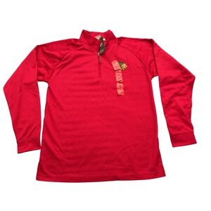 Chicago Blackhawks Red 1/4 Zip Pullover Men's Athletic Shirt Size M NWT